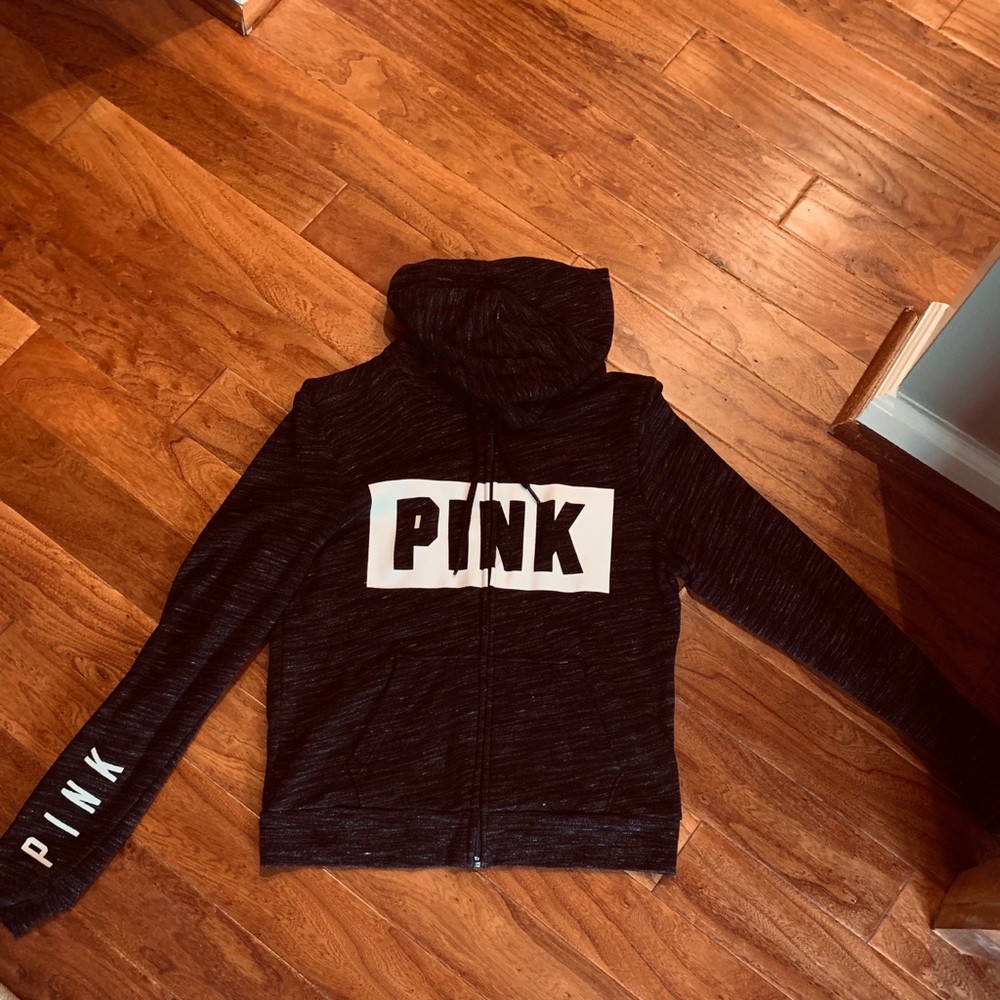 PINK dark grey zip up hoodie